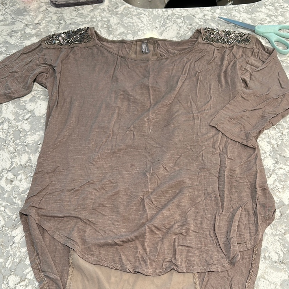 Vanity tan 3/4 Sleeve Blouse